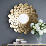 D31.5x3" Gold Mirrored Floral Wall Decor, Wall Mirror for Living Room Entryway W2078124366