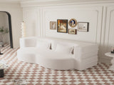 Modern Floor Sofa with 2 Pillows,Convertible Teddy Fabric Foam-Filled Sleeper Sofa Bed,15" Full Size 69042195