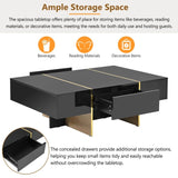 ON-TREND 47.2'' x 31.4''Minimalist High Gloss Coffee Table with 2 Drawers, Multi-Storage Rectangle N721P180693B
