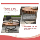 31.4-inch living room circular coffee modern natural wood grain handmade drum shaped coffee W1727P251174