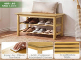 Natural Rubberwood 3-Tier Shoe Rack Bench 24" 485LBS Capacity Entryway Storage Bench 81468557