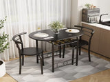 3-Piece Small Dining set, Table and Chair Set for 2 ,for Living Room, Dining Room, Kitchen, Black 33875299