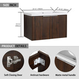 Soft Close Doors Bathroom Vanity With Sink,30 Inch For Small Bathroom,30x18-00630CAW W99952551