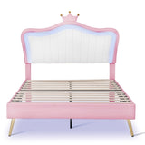 ZNTS Full Size Upholstered Bed Frame with LED Lights,Modern Upholstered Princess Bed With Crown WF307962AAH