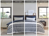 3 Piece Cotton Comforter Set with Chenille Tufting Navy Full/Queen B035128802