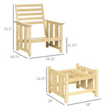 Patio Furniture Set, Wood Outdoor Patio Chair with Ottoman, 2 Piece Cushioned Outdoor Lounge Chair, W2225142509