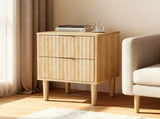 Set of 2 Nightstands with 2 Drawers and Slatted Finish Chest of Drawers Featuring a US-Standard 00400609