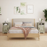 Farmhouse Nightstand Side Table, Wooden Rustic End Table, Tall Bedside Table with Electrical Outlets B082134943