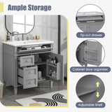 30'' Bathroom Vanity with Top Sink, Modern Bathroom Storage Cabinet with 2 Drawers and a Tip-out N710P206904E