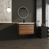 LEVISTAR Brown 30 Inch Bathroom Vanity with resin Countertop Sink, 2 Doors Bathroom Cabinet Set W1972P165046