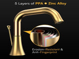 Bathroom Faucet 3 Hole - Sink Faucet 2-Handle 3-Hole, Brushed Gold Widespread 8 Inch 30692445