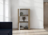Hyder Bookcase with Upper and Lower Doors, Open Center Shelf and Vertical Design, Natural Oak / B097P474310