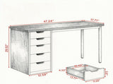47 Inch Modern Computer Desk with 5 Reversible Drawers, Study Writing Table for Home Office 06980765
