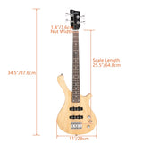 ZNTS GW101 36in Small Scale Electric Bass Guitar Suit With Mahogany Body SS 31175437