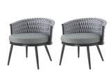 Outdoor Dining Chair-Metal & Rope with Light Gray Cushion Patio Furniture,Weather-Resistant Patio N770P290585G