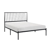 ZNTS Metal Frame Queen Platform Bed Black Finish Angle Headboard Bedroom Furniture 1pc B011P261195