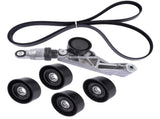 6Pcs Drive Belt Kit W/ Tensioner & Idler Pulleys For 2012-2018 Jeep Wrangler JK 3.6L 04627038AA 27502651