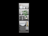 Bookcase Compact Bookshelf with Multiple Shelves, Matt Gray / White B097P167421
