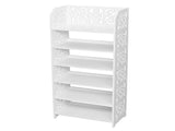 Wood-plastic Board Six Tiers Carved Shoe Rack White A 26180822