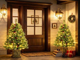 4ft Pre Lit Artificial Christmas Tree Set of 2 Xmas Pine Trees Dual Color LED Remote Green 72719239