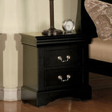 Black Finish Traditional Bedroom Wooden Nightstand 1pc Louis Philippe Style Furniture Two Drawers B011P317178