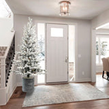 Artificial 6.5ft decorated flocking basin tree with 1386 PE/PVC Mixed Branch Tips, Pine cone *31, 36503737