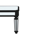 Silver Mirrored Coffee Table, Black Vintage Carved Wooden, Rectangle Glass Tea Table with Mirrored W1445P299191