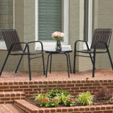 3-Piece Patio Bistro Set, Outdoor Furniture Set with 2 Stackable Patio Dining Chairs and Glass 31111029
