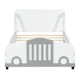 Twin Size Car-Shaped Platform Bed with Wheels,White WF311752AAK