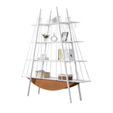 Sailboat-Inspired Bookshelf, 70.87 inch Industrial 4-Tier Open Storage Shelf with Drawer, Wooden & W2317P253454