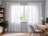 Sheer White Curtains 84 Inches Long, 2 Panels Set , Dual Rod Pocket Sheer 63965157
