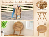 26" x 27" Solid Acacia Wood Foldable Round Side Table, 180 LBS Weight Capacity Patio End Table 61714153