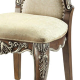 Beige and Antique Oak Side Chair with Nailhead Trim B062P215501