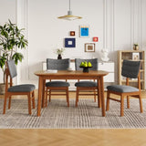 Dining Chairs Set of 4, Wooden Dining Chair Armless, Mid-Century Modern Upholstered Linen Seat N752P271224E