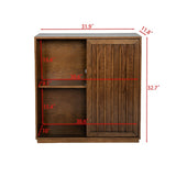 Mid Century Sideboard with 2 Sliding Door & Solid Wood Decorative Strips, Storage Cabinet for Living W1801P195658