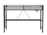 Adam Sturdy Twin Loft Bed Black Cinnamon Wood Desk and Closet Rod for Adult and Kids, Loft Bed B083P154274
