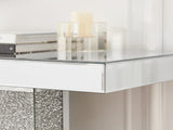 Mirrored Console Table with Crushed Diamond Inlay,Silver Mirrored Entryway Table,Modern Accent W1005P565131