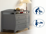 FCH 90*58*99cm Three Drawers With Seat Belt Baby Wooden Bed Nursing Table Grey 28089401