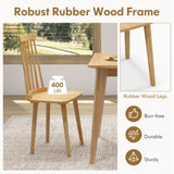 2 PCS Dining Chairs with High Spindle Back and Natural Rubber Wood Legs 72034592