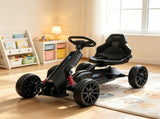 Black Kids Pedal Go Kart, Adjustable Seat, Durable Swing Axle, Safe Outdoor Ride-On Toy 03511045