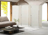 6FT Tall 6-Panel Folding Room Divider, White Weave Privacy Screen with Portable Partition Wall for 33669644