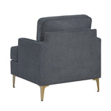 Modern Comfort Accent Chair 1pc Gray Chenille Upholstery Gold Finish Metal Legs Living Room B011P308021