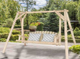 6.5ft Hardwood Patio Garden Outdoor Porch Swing with Stand, Rustic Loveseat Swing Chair for 2 88302644