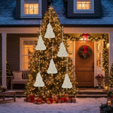 6PCS Set Christmas Tree Ornaments 4.3x7.5" Fringe Tassels Tree Shaped Hanging Decor Holiday Assorted 42253158