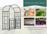 81" Grey Metal Garden Arbor with Double Doors & Locking Gate, Heart Motif Trellis for Wedding 61633141