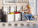 80 Gallon Extra Large Outdoor Deck Box Waterproof PP Storage Box with Lockable Lid-Beige 71337530