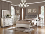 ZNTS Classic Bedroom Elegant Nightstand Beige / White Finish or Antique Silver 2-Drawers Bed Side Table B01148019