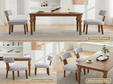 064-Set of 2 Linen Fabric Modern Armless Dining Chairs With Curved backrest and Solid Wooden Legs 42256414