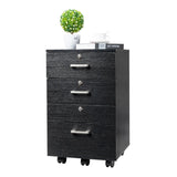 ZNTS FCH Black Wood Grain Density Board Three Drawers Wooden Filing Cabinet 38131424