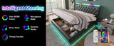 Queen size Upholstered bed, 360 surround LED function, Buttons/Apps/Remote Control, hydraulic N736P188807B